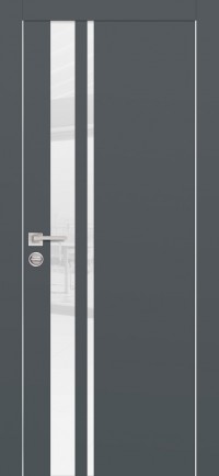 Дверь Profilo Porte PX-16 AL кромка с 2-х ст. Графит Белоснежный лакобель