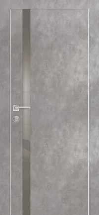 Дверь Profilo Porte PX-8 AL кромка с 2-х ст. Серый бетон Черный лакобель
