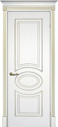 Дверь Текона Смальта 03 Белый RAL 9003 патина золото Глухая