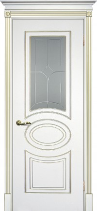 Дверь Текона Смальта 03 Белый RAL 9003 патина золото Пескоструйная обработка