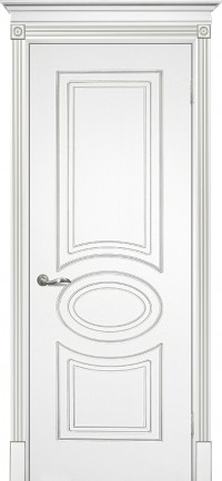 Дверь Текона Смальта 03 Белый RAL 9003 патина серебро Глухая
