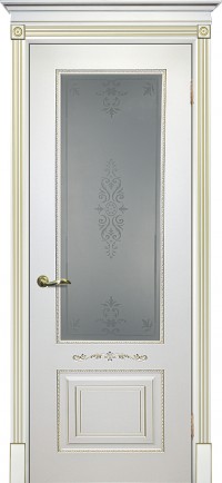 Дверь Текона Смальта 04 Белый RAL 9003 патина золото Пескоструйная обработка