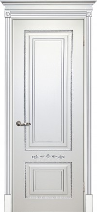 Дверь Текона Смальта 04 Белый RAL 9003 патина серебро Глухая