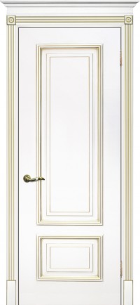 Дверь Текона Смальта 08 Белый RAL 9003 патина золото Глухая