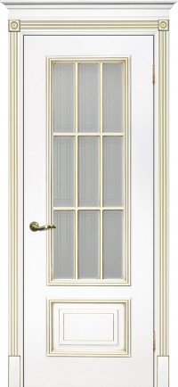Дверь Текона Смальта 08 Белый RAL 9003 патина золото Пескоструйная обработка