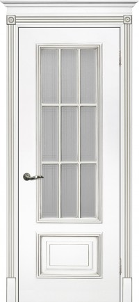 Дверь Текона Смальта 08 Белый RAL 9003 патина серебро Пескоструйная обработка