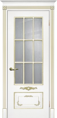 Дверь Текона Смальта 09 Белый RAL 9003 патина золото Пескоструйная обработка