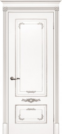 Дверь Текона Смальта 09 Белый RAL 9003 патина серебро Глухая