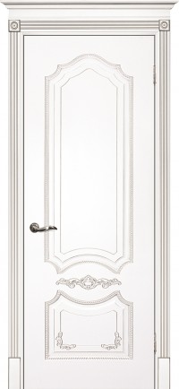 Дверь Текона Смальта 10 Белый RAL 9003 патина серебро Глухая