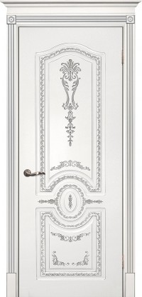 Дверь Текона Смальта 11 Белый RAL 9003 патина серебро Глухая