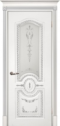 Дверь Текона Смальта 11 Белый RAL 9003 патина серебро Шелкотрафаретная печать серебро