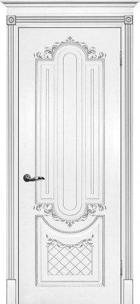 Дверь Текона Смальта 13 Белый RAL 9003 патина серебро Глухая
