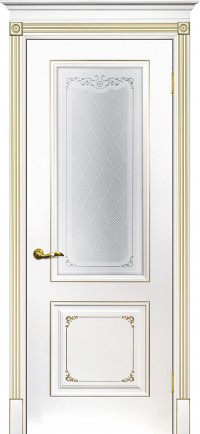 Дверь Текона Смальта 14 Белый RAL 9003 патина золото Шелкотрафаретная печать