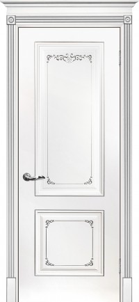 Дверь Текона Смальта 14 Белый RAL 9003 патина серебро Глухая