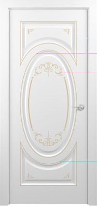 Дверь Zadoor Лувр Тип-1 Белый Декоративная Патина Золото Глухая