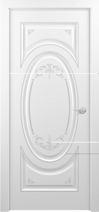 Дверь Zadoor Лувр Тип-1 Белый Декоративная Патина Серебро Глухая