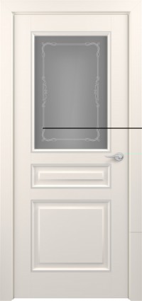 Дверь Zadoor Ампир Тип-1 Жемчужно-перламутровый Патина Серебро D1 Художественный пескоструй