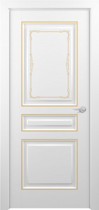 Дверь Zadoor Ампир Тип-1 Белый Декоративная Патина Золото Глухая