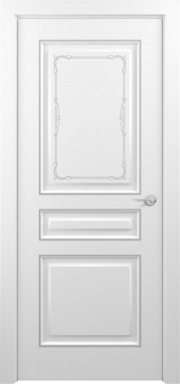 Дверь Zadoor Ампир Тип-1 Белый Декоративная Патина Серебро Глухая