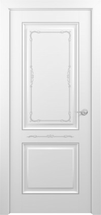 Дверь Zadoor Венеция Тип-1 Белый Декоративная Патина Серебро Глухая