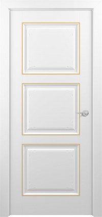 Дверь Zadoor Гранд Тип-3 Белый Патина Золото Глухая