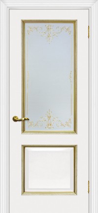 Дверь Мариам Мурано-1 Белый Патина Золото Контурный полимер золото