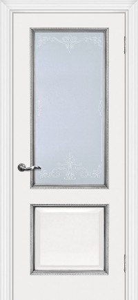 Дверь Мариам Мурано-1 Белый Патина Серебро Контурный полимер серебро