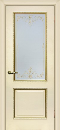Дверь Мариам Мурано-1 Магнолия патина золото Контурный полимер золото