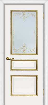 Дверь Мариам Мурано-2 Белый Патина Золото Контурный полимер золото