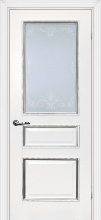 Дверь Мариам Мурано-2 Белый Патина Серебро Контурный полимер серебро