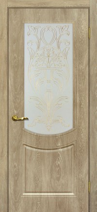 Дверь Мариам Сиена-3 Дуб песочный Контурный полимер золото