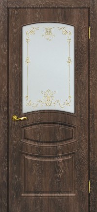 Дверь Мариам Сиена-5 Дуб корица Контурный полимер золото