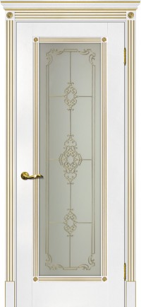 Дверь Мариам Флоренция-1 Белый Патина Золото Контурный полимер золото