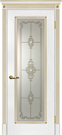 Дверь Мариам Флоренция-1 Пломбир патина золото Контурный полимер золото