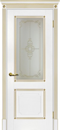 Дверь Мариам Флоренция-2 Белый Патина Золото Контурный полимер золото