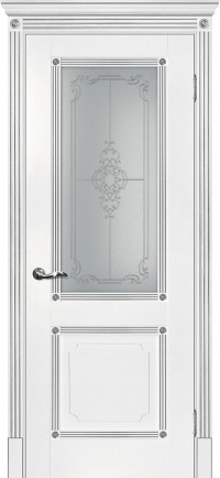 Дверь Мариам Флоренция-2 Белый Патина Серебро Контурный полимер серебро