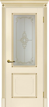Дверь Мариам Флоренция-2 Магнолия патина золото Контурный полимер золото