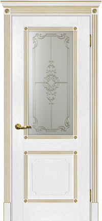 Дверь Мариам Флоренция-2 Пломбир патина золото Контурный полимер золото