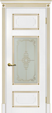 Дверь Мариам Флоренция-3 Белый Патина Золото Контурный полимер золото
