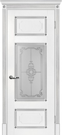 Дверь Мариам Флоренция-3 Белый Патина Серебро Контурный полимер серебро
