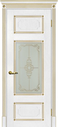 Дверь Мариам Флоренция-3 Пломбир патина золото Контурный полимер золото