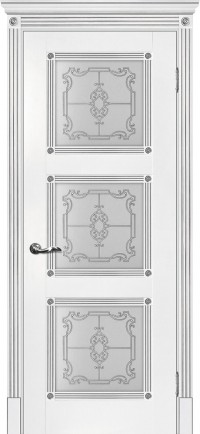 Дверь Мариам Флоренция-4 Белый Патина Серебро Контурный полимер серебро