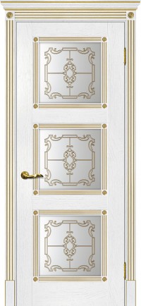 Дверь Мариам Флоренция-4 Пломбир патина золото Контурный полимер золото